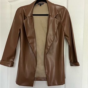 Brown Pleather Blazer & Shorts Set